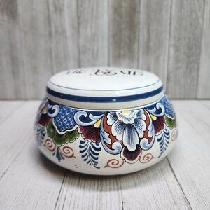 Vintage Delftware Made in Holland Trinket Candy Dish Hand Painted with Lid